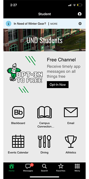 screenshot of my und app