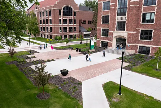 students walking on campus