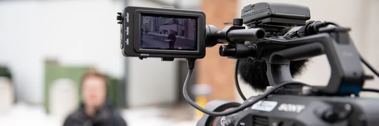 Artificial Intelligence and Digital Storytelling student on camera
