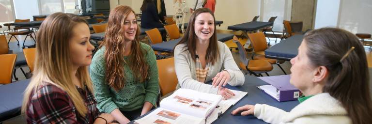group of biology professional health sciences emphasis students in class
