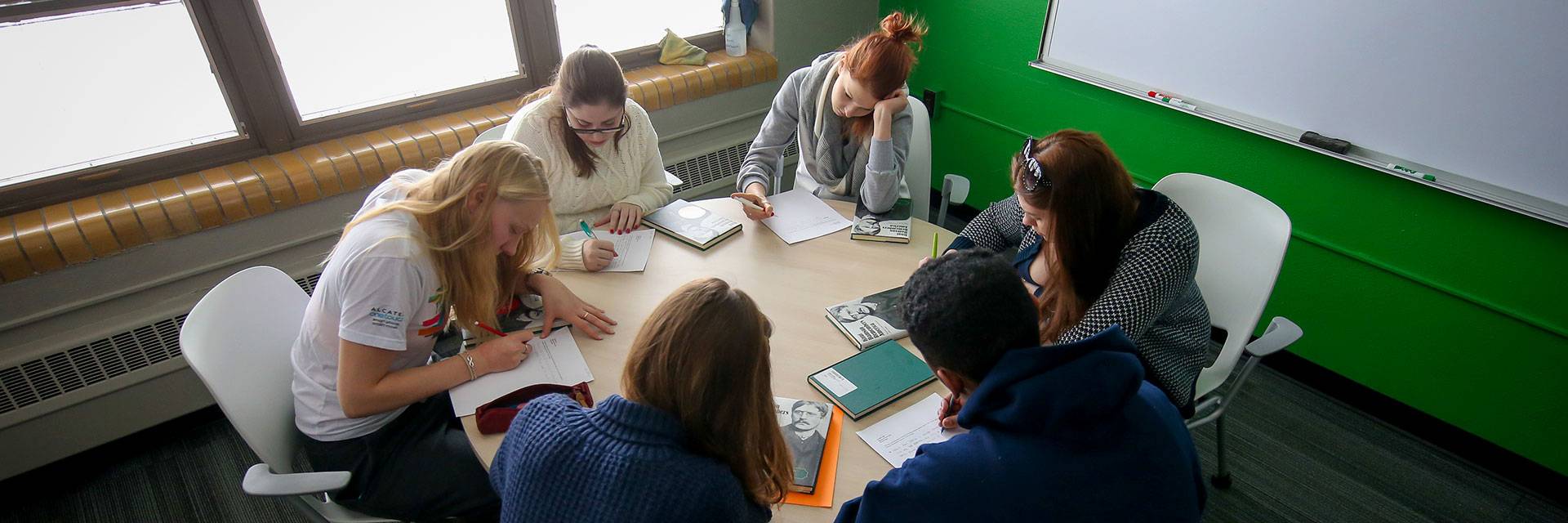 Students working at table