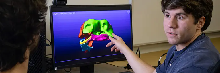 UND Geology Student Working at Computer