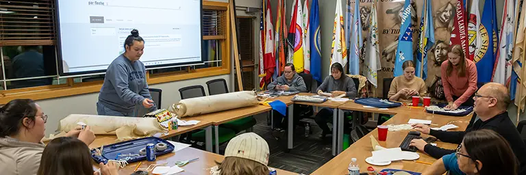 indigenous students in class room with instructor