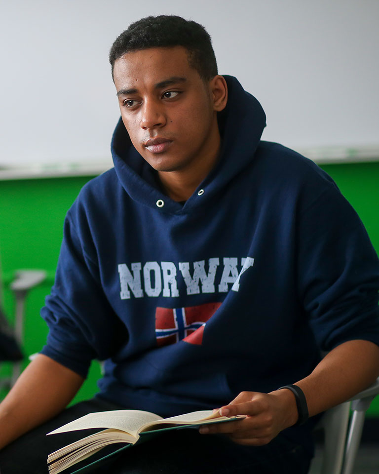 norwegian language student in classroom