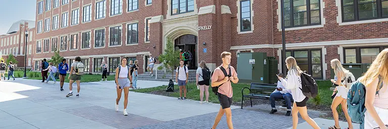 students walking on campus