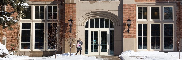 education building in winter