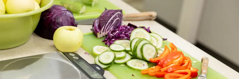 UND Dietetics Class - Vegetables on Table Chopped Up