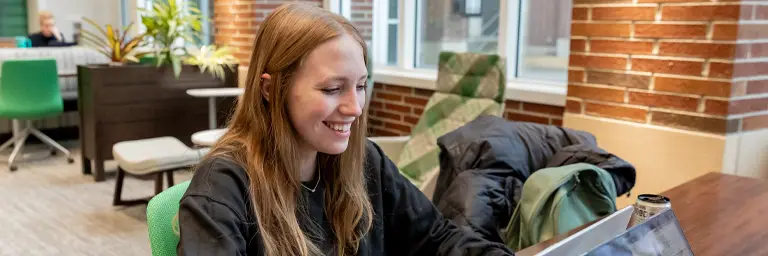 UND Student Studying in the Nistler College of Business & Public Administration