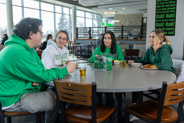 students eating food at wilkerson dining center
