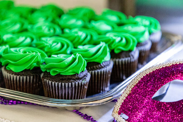 cupcakes and a mardi gras mask