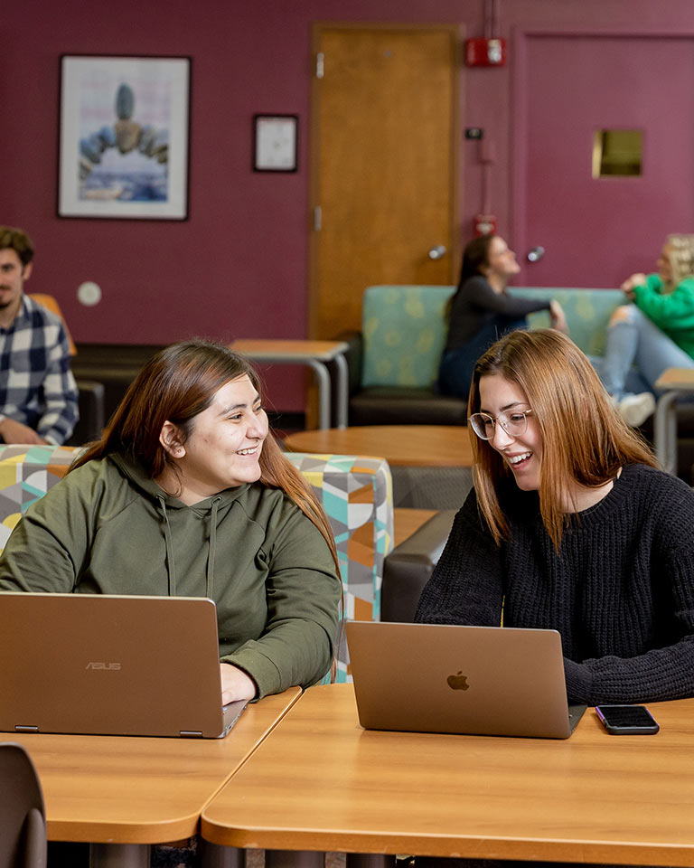 students studying in the residence hall