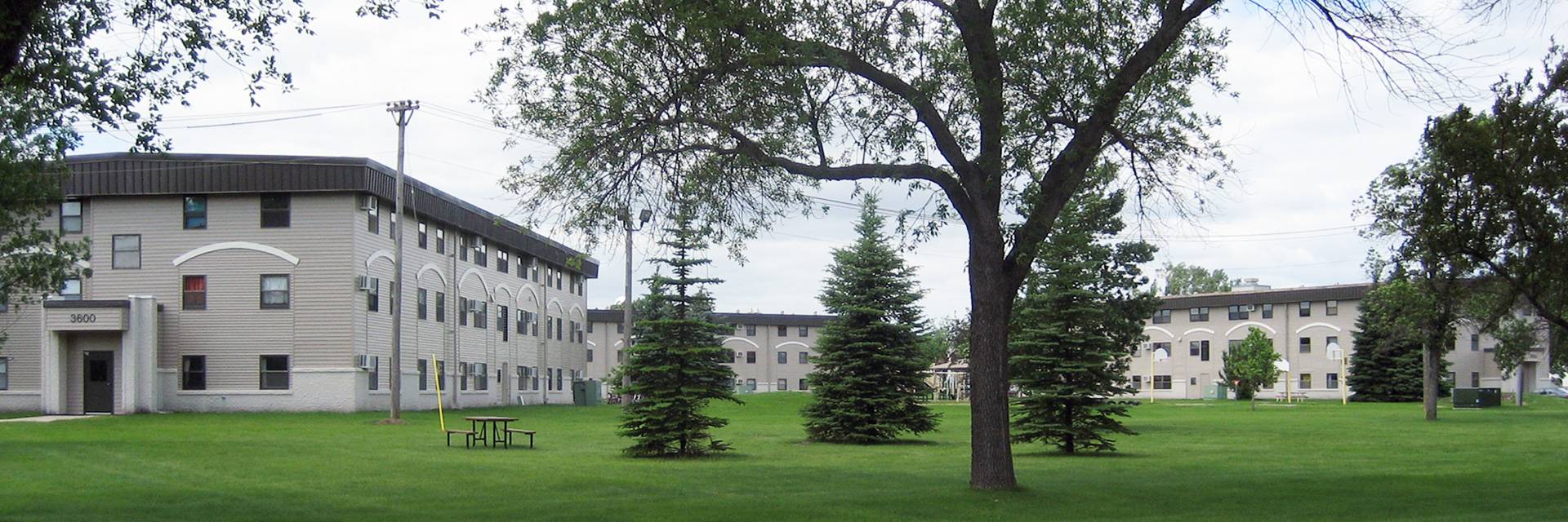 swanson complex surrounded by green space