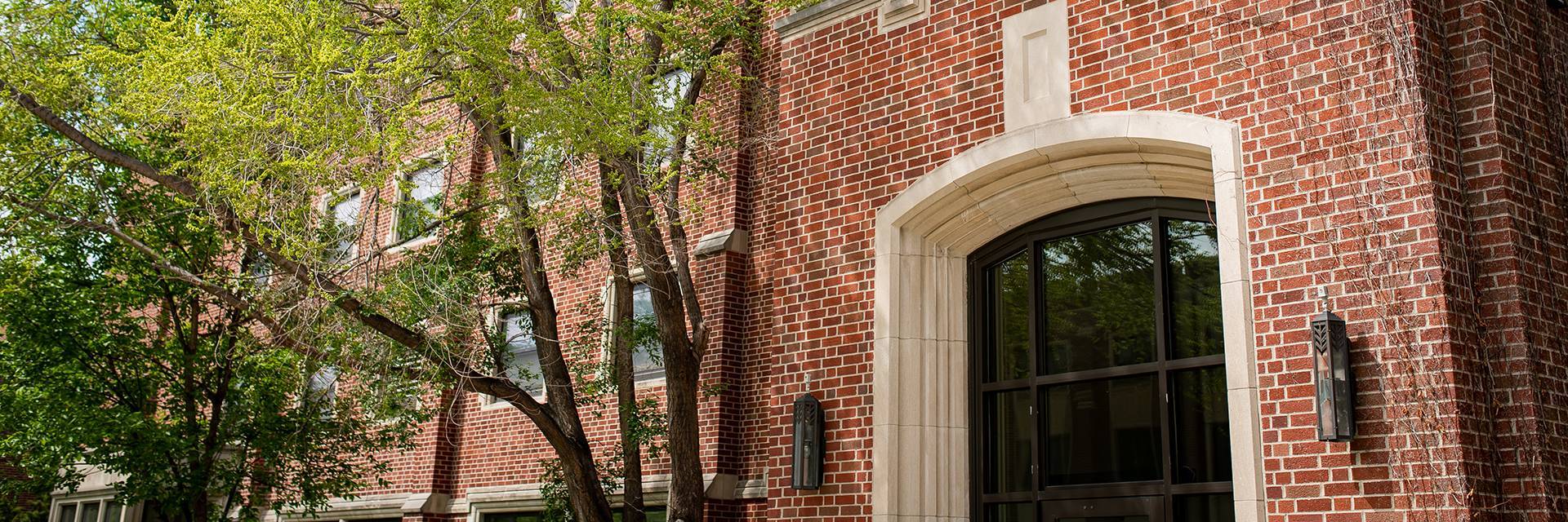 outside brick on residence hall