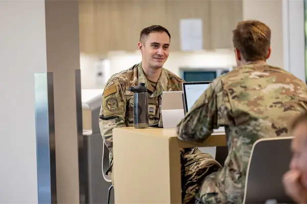 UND military students on computer