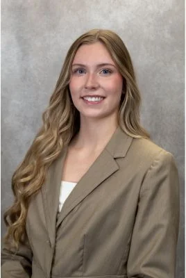 Danika Klabunde in beige blazer