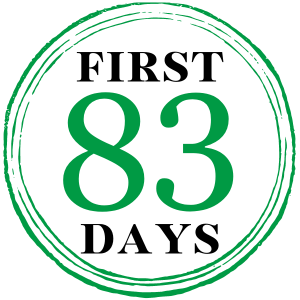 First 83 Days logo, a green circle around the words First 83 Days