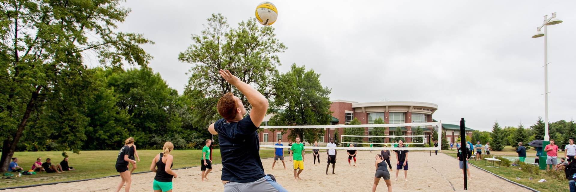 sand volleyball outside Wellness Center