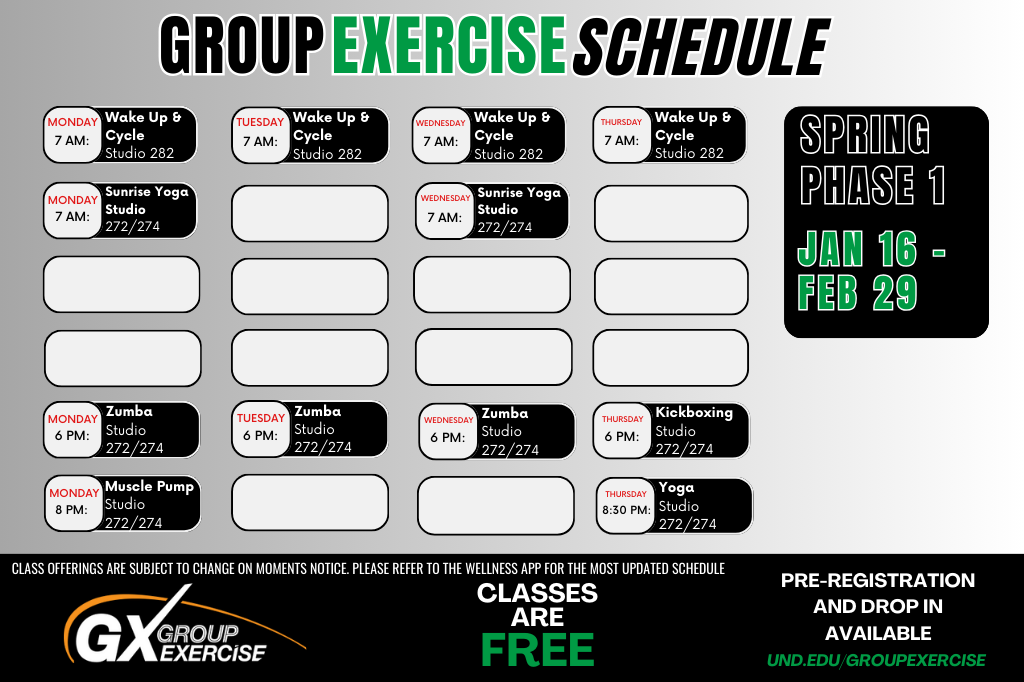 group exercies schedule