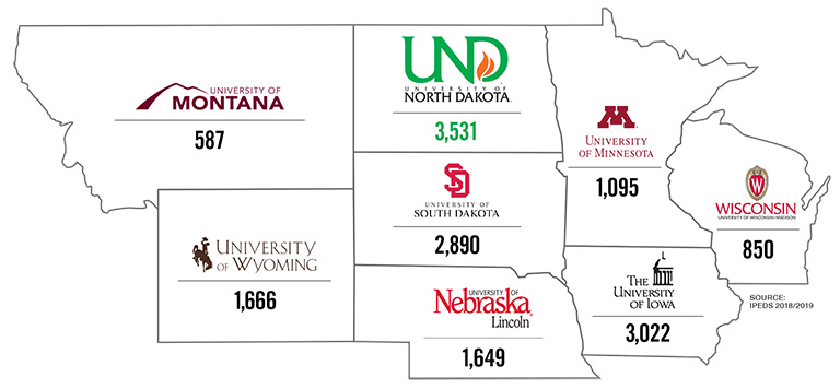Map of Online Universities in Midwest
