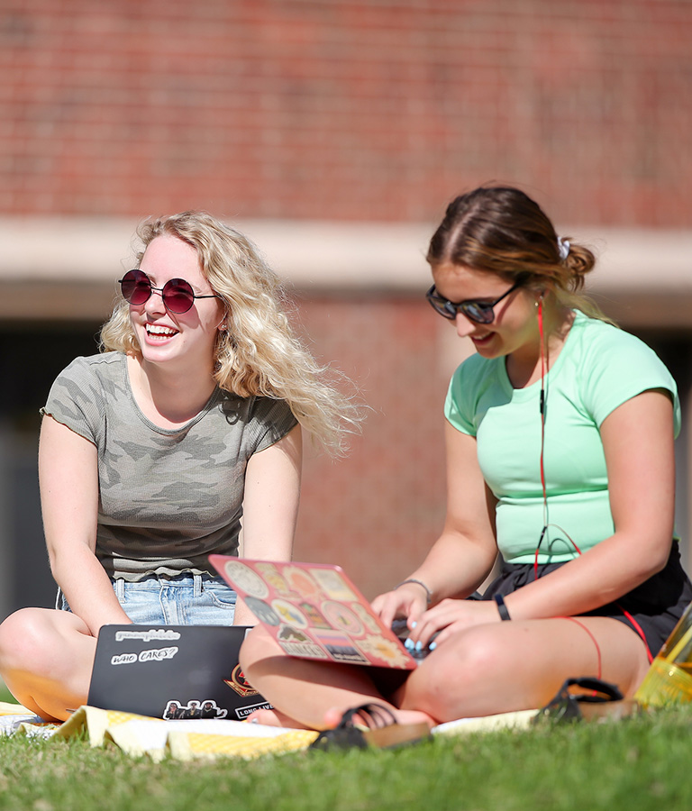 Students studying outside